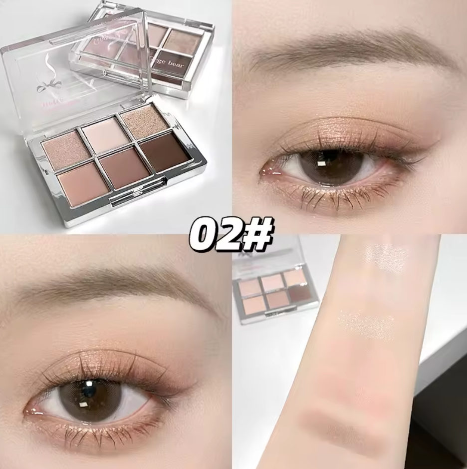 CLEARANCE! GEGE BEAR Pigmented Pink Cherry Fantasy 6-Color Eyeshadow Palette Shimmery Matte Glitter Blendable Long-Wearing Smooth Eyeshadow