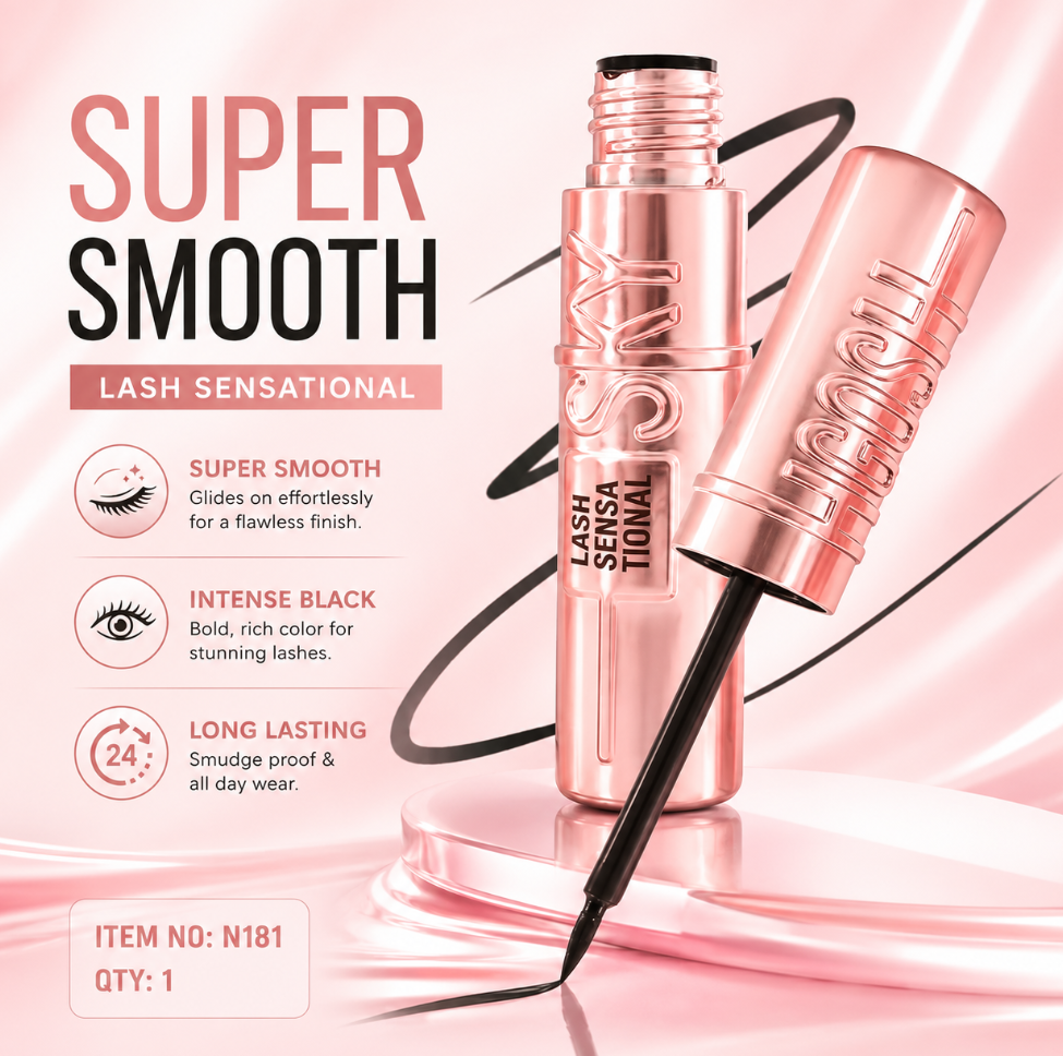 Super Smooth Lash Sensational Liquid Eyeliner | Waterproof | Smudge Proof | Long Lasting | Intense Black | Precision Tip Eyeliner