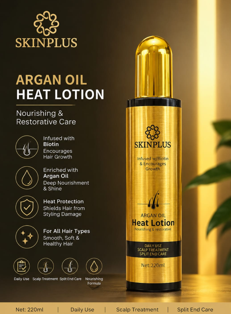 SkinPlus Argan Oil Heat Protection Spray 220ml | Anti-Frizz Hair Spray