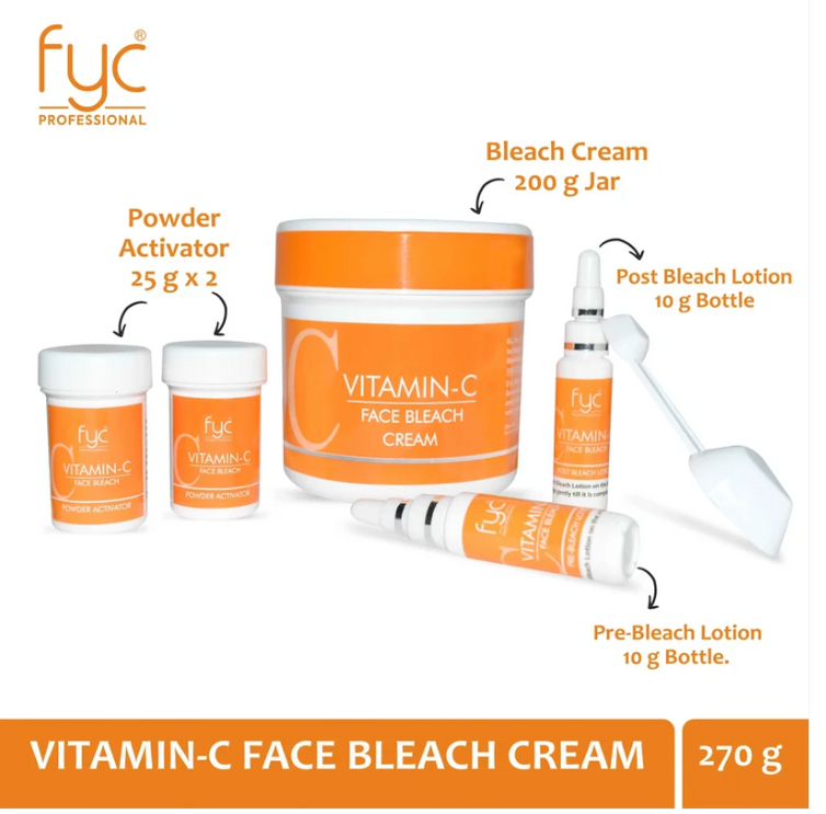 FYC Professional Vitamin-C Face Bleach Cream – 270g | Complete Facial Bleach Kit