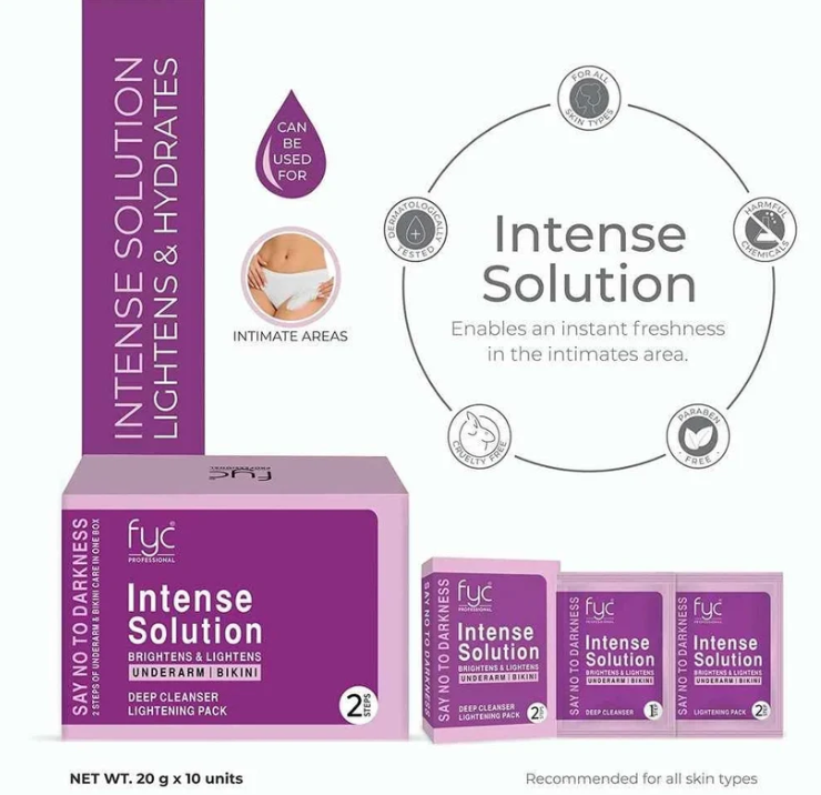 FYC Professional Intense Solution Underarm & Bikini Lightening Pack – 2-Step Brightening & Lightening Treatment PACK OF 10