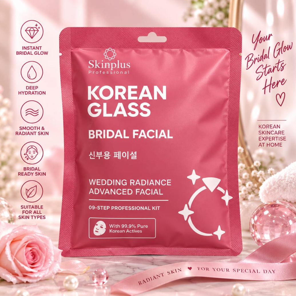 Skinplus Bridal Glow Karwa Combo – Korean Glass Facial + Niacina Skin Essentials | Best for Oily Skin | Suits All Skin Types