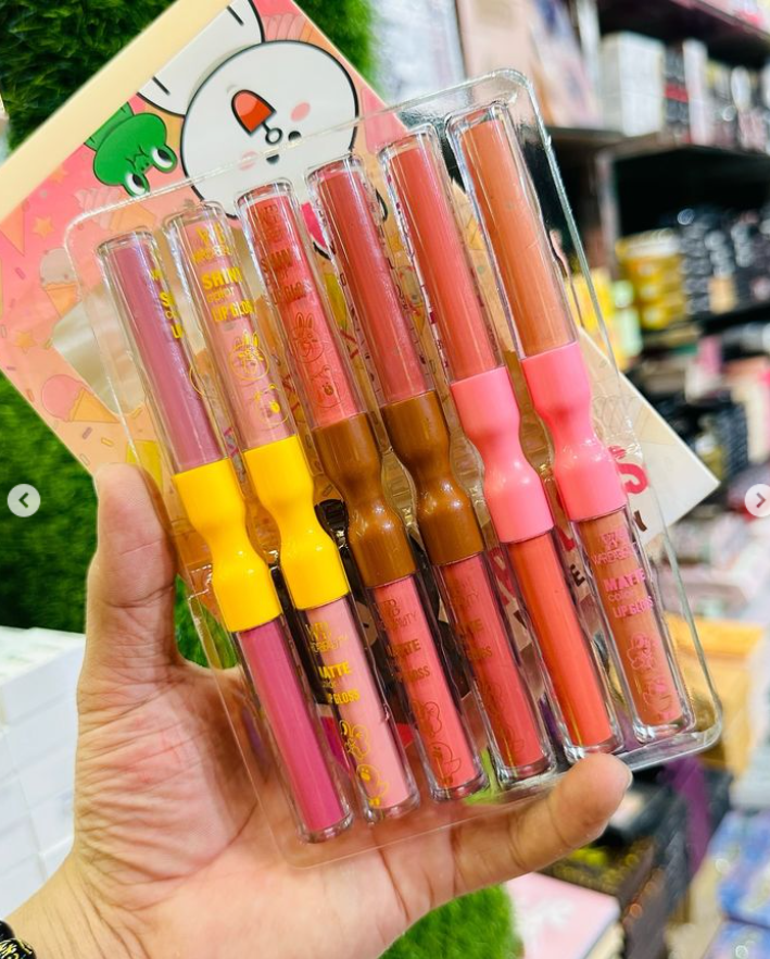 Kawaii 2in1 Shiny Lipgloss (SET OF 6)