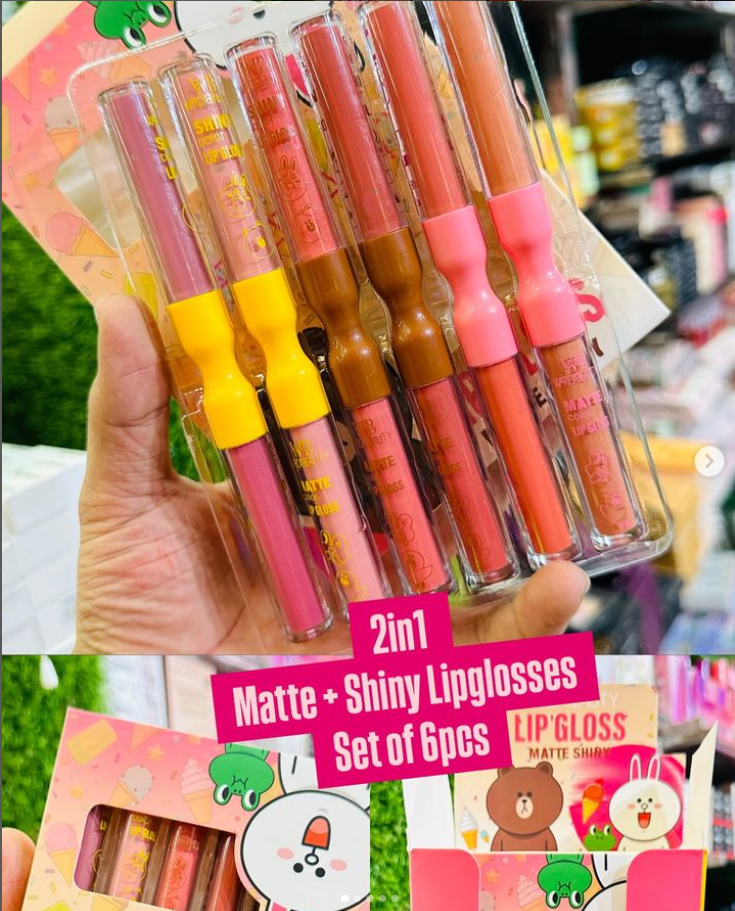 Kawaii 2in1 Shiny Lipgloss (SET OF 6)