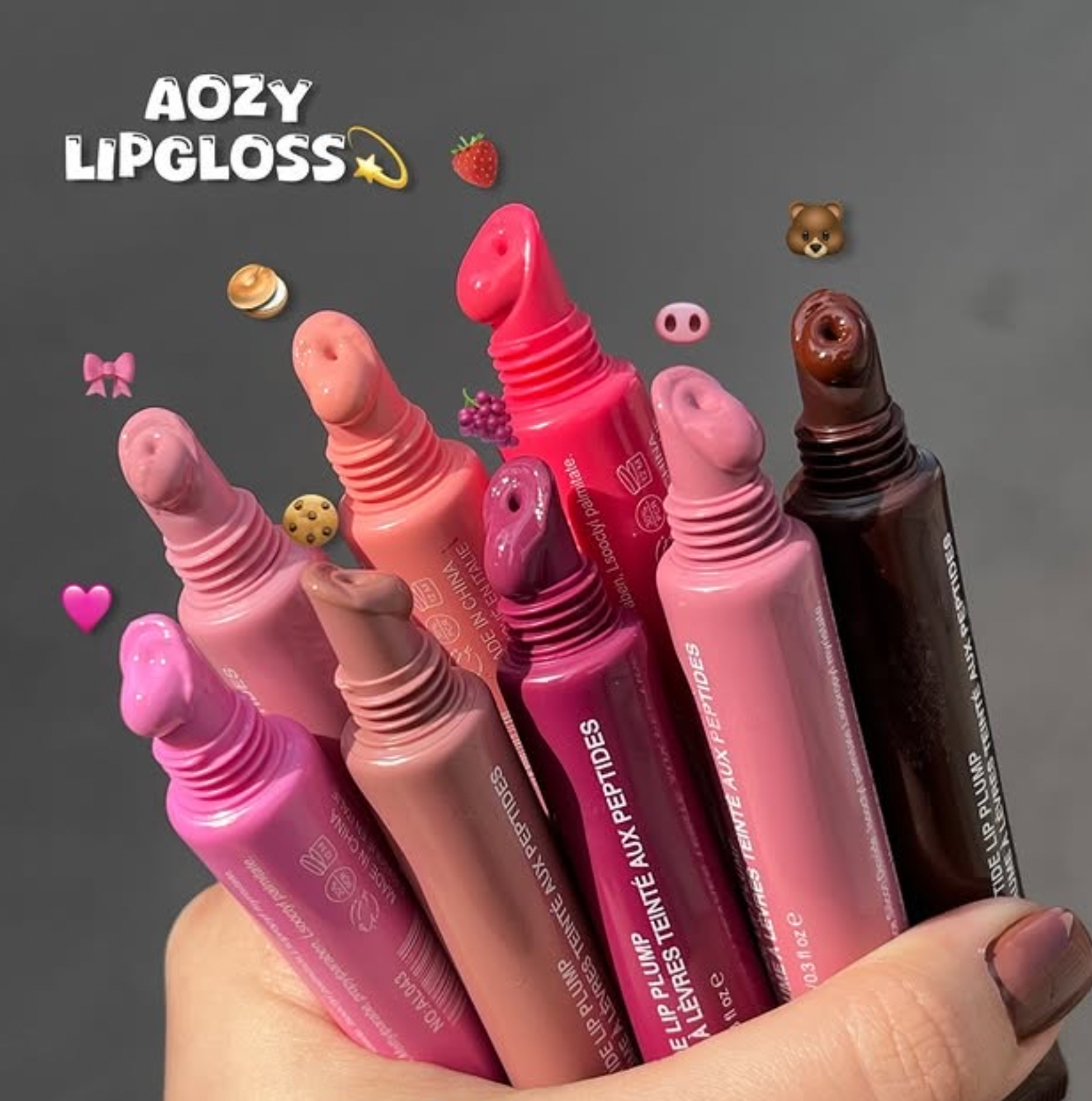 AOZY Peptide Lip Plumper Gloss – Pack of 48 PCS 💋 | Hydrating & Volumizing (Wholesale) - 8 SHADES