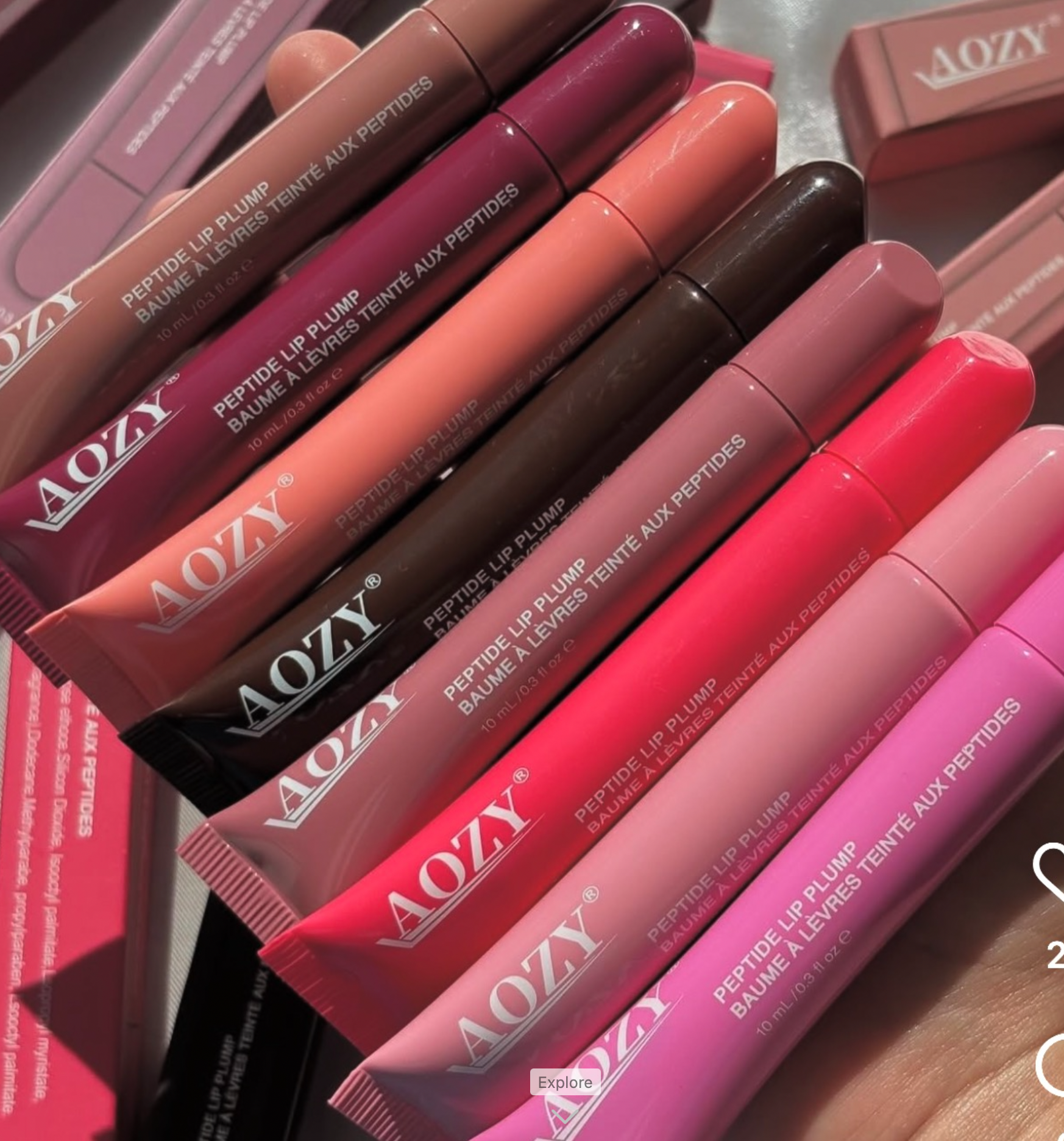 AOZY Peptide Lip Plumper Gloss – Pack of 48 PCS 💋 | Hydrating & Volumizing (Wholesale) - 8 SHADES