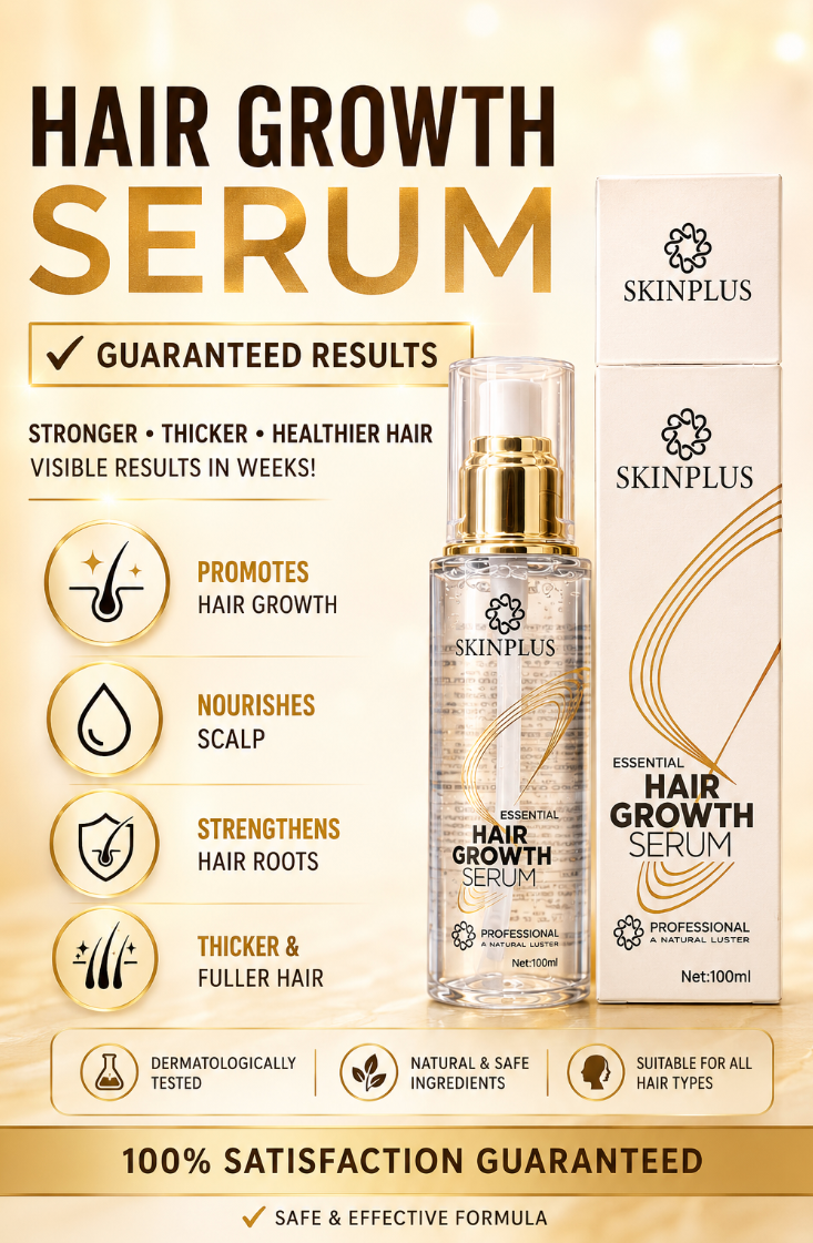 Skinplus Essential Hair Growth Serum – Advanced Root Activating Formula (100ml)
Stronger Roots | Faster Growth | Visible Thickness