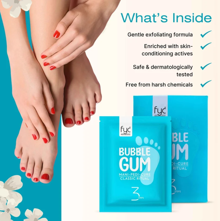 FYC Professional Bubble Gum Mani-Pedi Cure – 3-Step Foot & Hand Care Kit