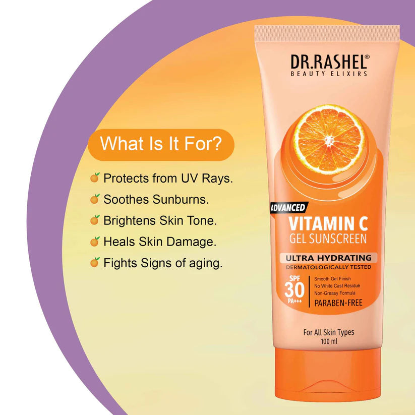 Dr. Rashel Advanced Vitamin C Gel Sunscreen SPF 60 PA+++ – Ultra Hydrating, Lightweight, No White Cast | 100ml