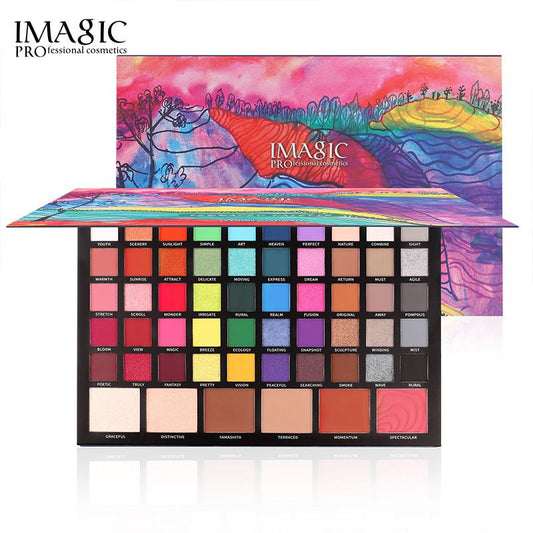 IMAGIC Cosmetic 56-Color Eyeshadow Palette, Rich Colour 4 in 1 Eyeshadow Long Lasting Shimmer Matte Eye Makeup Blush & Highlight & Contour 90g