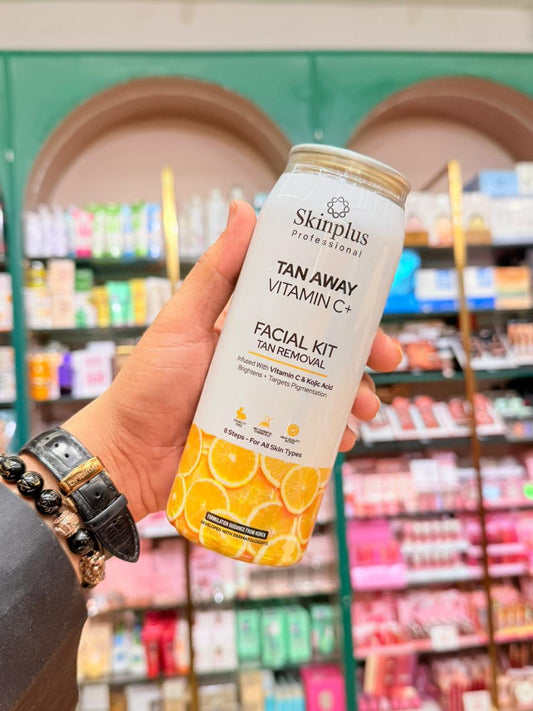 Skinplus Tan Away Vitamin C+ 8 Step Facial Kit with Korean Collagen Sheet Mask – Instant Brightening & De-Tan Glow