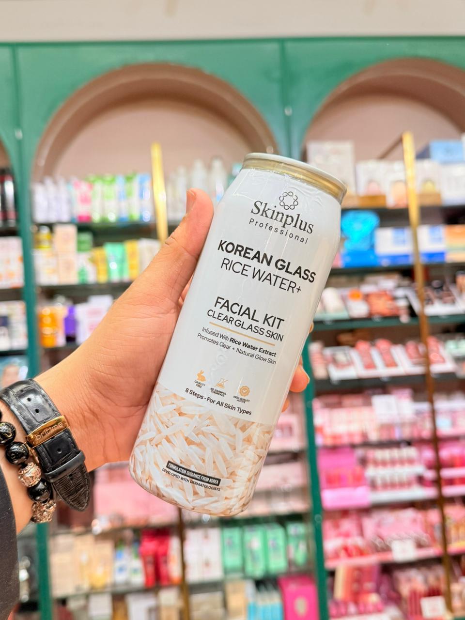 Skinplus Professional Korean Glass Rice Water+ Facial Kit – 8 Step Clear Glass Skin Treatment