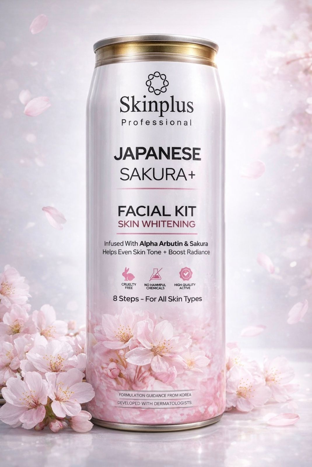 Skinplus Professional Japanese Sakura+ Facial Kit – Korean 8 Step Skin Brightening & Alpha Arbutin Treatment