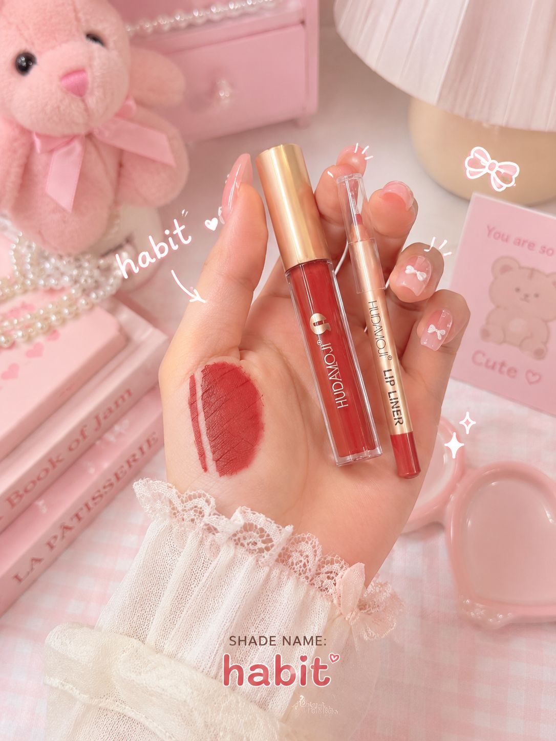 Hudamoji 2in1 Matte LipGloss + Lipliner Duo Lipkit