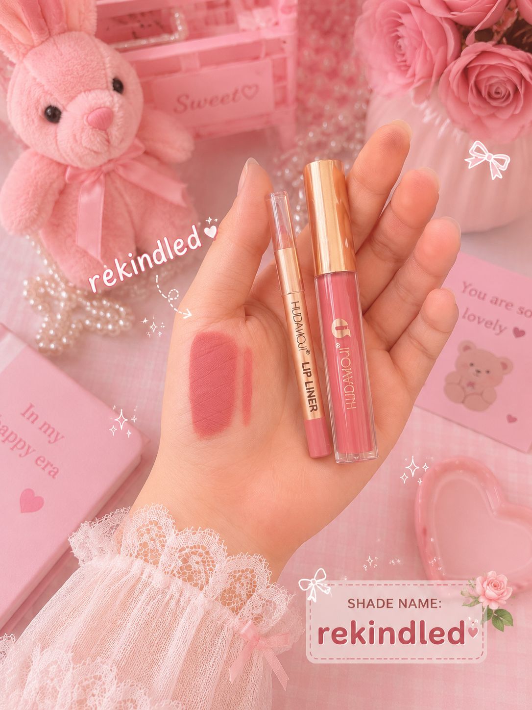 Hudamoji 2in1 Matte LipGloss + Lipliner Duo Lipkit
