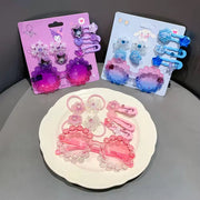 Cute Cartoon Kids Hair Accessories Gift Set with Sunglasses | Hair Clips, Rubber Bands & Snap Clips | Birthday Return Gift for Girls
