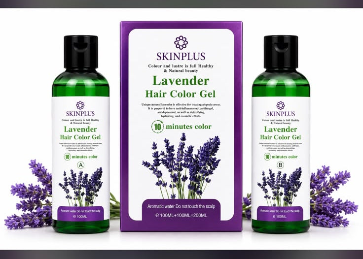SkinPlus Lavender Hair Color Gel Travel Pack | 10-Minute Hair Color | Long-Lasting Grey Coverage | 200ml (100ml + 100ml)