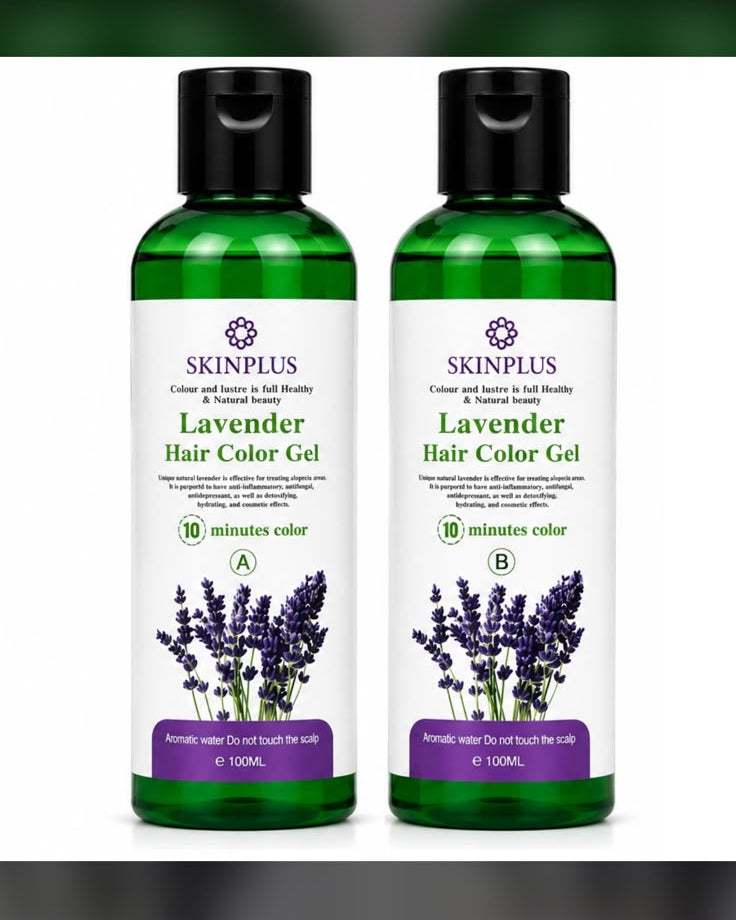 SkinPlus Lavender Hair Color Gel Travel Pack | 10-Minute Hair Color | Long-Lasting Grey Coverage | 200ml (100ml + 100ml)