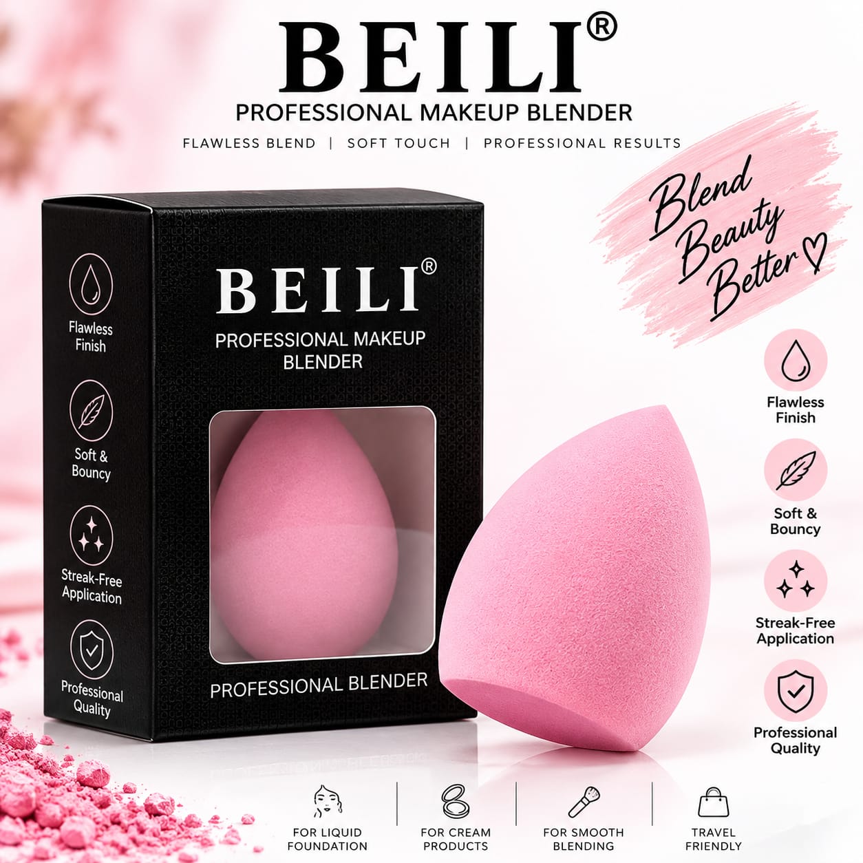 BELLI Professional Makeup Blender – Soft & Bouncy Beauty Sponge for Flawless Blending - RANDOM COLOR