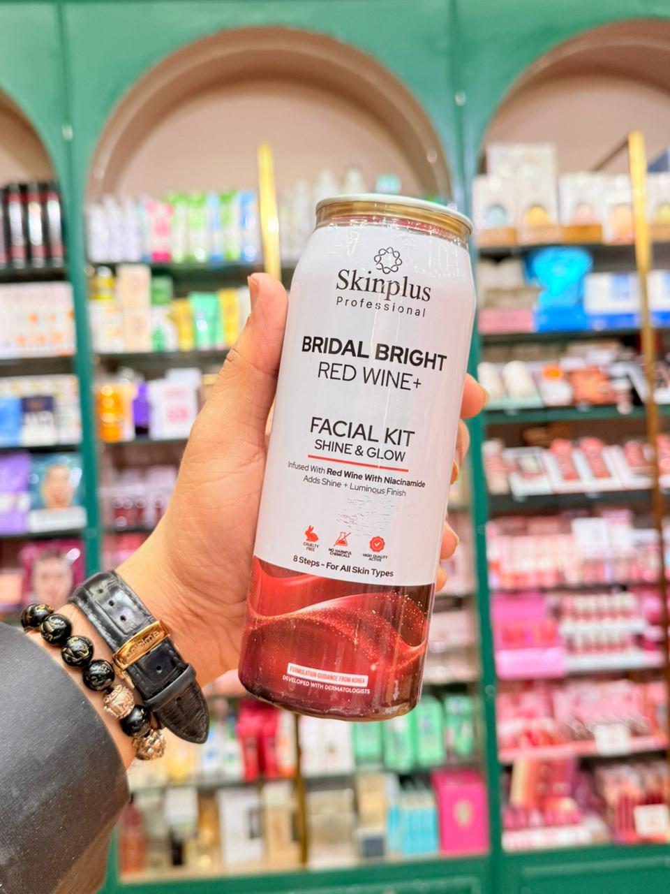 Skinplus Professional Bridal Bright Red Wine+ Facial Kit – Korean 8 Step Wedding Special Shine & Glow Treatment