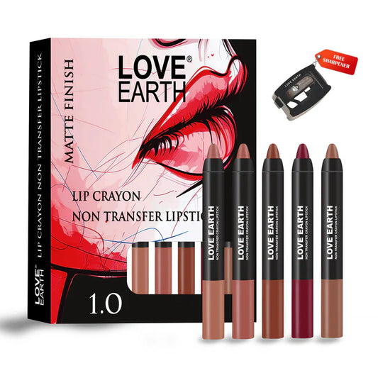 LoveEarth LIP CRAYON NON-TRANSFER LIPSTICK 1. O - PACK OF 5