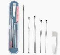 Professional Ear Cleaner Tool Kit – 6 in 1 Stainless Steel Ear Wax Removal Set with Cleaning Brush & Case