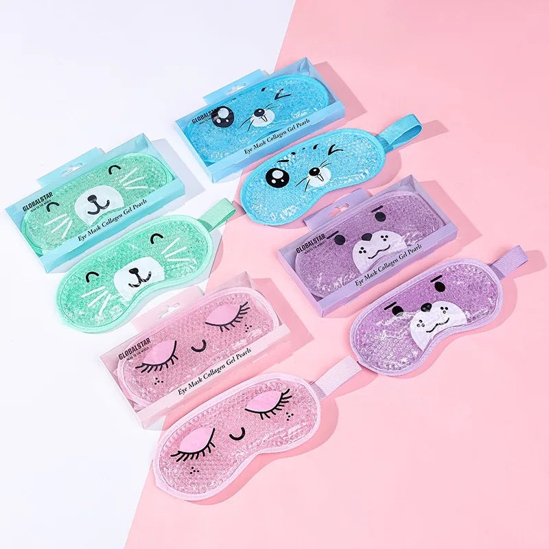 Kawaii Polyester Eye Mask Cooling Gel With Beads For Dark Circles, Dry Eyes, Cooling Eyes, Redness, Eye Patches Eye Cooling Gel Pad Stretchable With Sleeping Mask Eye Relaxing For Women&Men -Blue