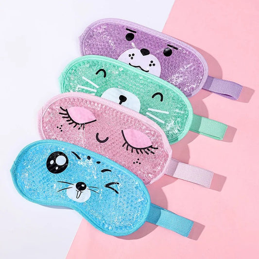 Kawaii Polyester Eye Mask Cooling Gel With Beads For Dark Circles, Dry Eyes, Cooling Eyes, Redness, Eye Patches Eye Cooling Gel Pad Stretchable With Sleeping Mask Eye Relaxing For Women&Men -Blue