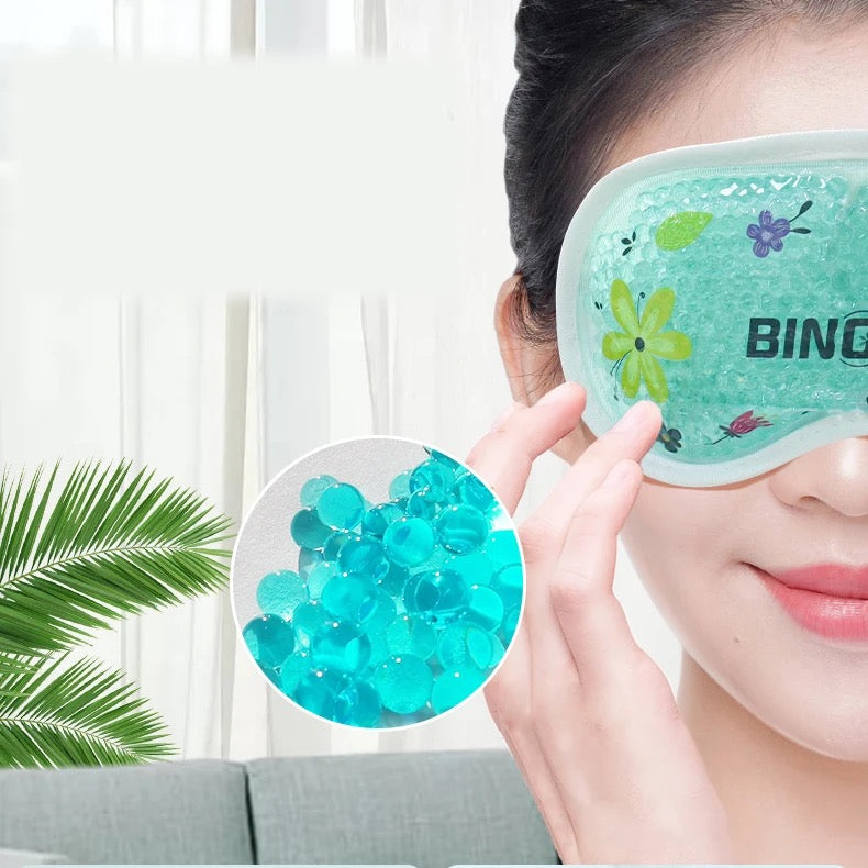 Kawaii Polyester Eye Mask Cooling Gel With Beads For Dark Circles, Dry Eyes, Cooling Eyes, Redness, Eye Patches Eye Cooling Gel Pad Stretchable With Sleeping Mask Eye Relaxing For Women&Men -Blue