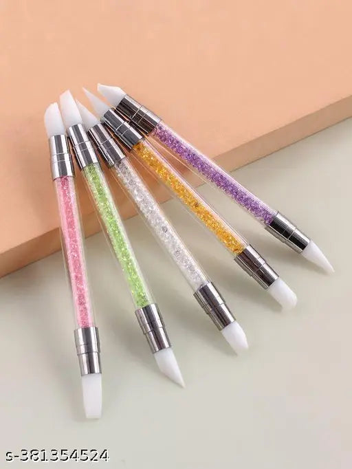 Silicone Nail Art Dotting & Carving Tool – Glitter Handle (Pack of 10)