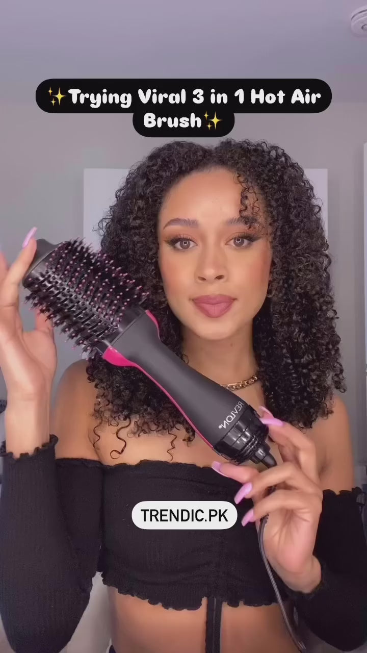 Load video: 3-in-1 Blow Dryer Hot Air Brush Dryer – Volumizer | Styler | Curler (BUY 1 GET 1) - LIMITED TIME OFFER