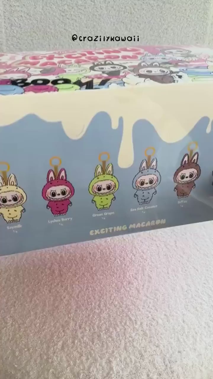 Load video: LABUBU “Exciting Macaron” Bunny Edition – Vinyl Face Plush Collectibles (Blind Box Series)