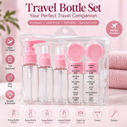 Travel Bottle Set for Toiletries & Skincare – Travel Containers with Cosmetic Pouch