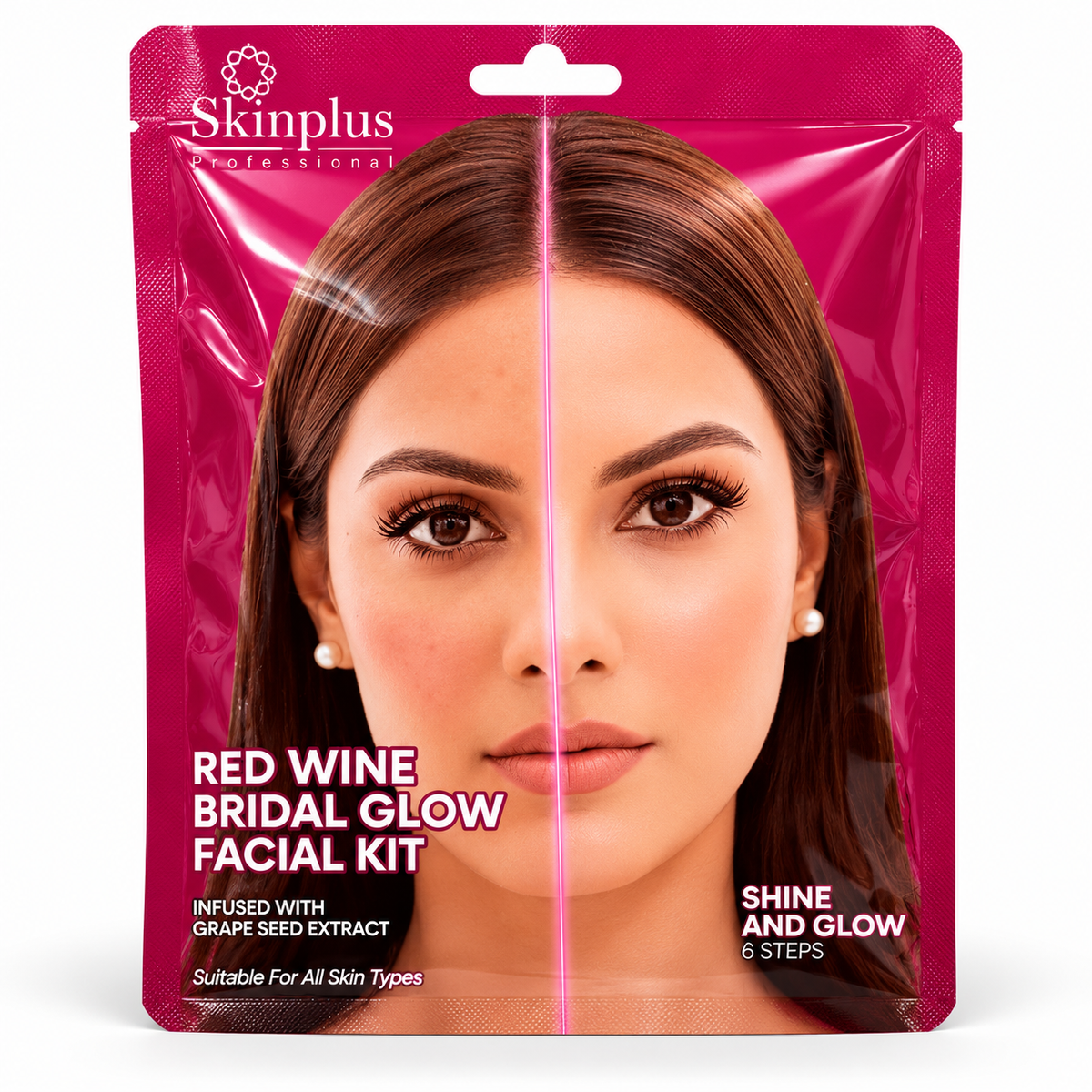 Skinplus Professional Red Wine Bridal Glow Facial Kit – 6 Steps Karwa Sale