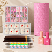 Nail Art Kit with Nail Accessories, Nail Tips & Brushes & UV Gel Paint