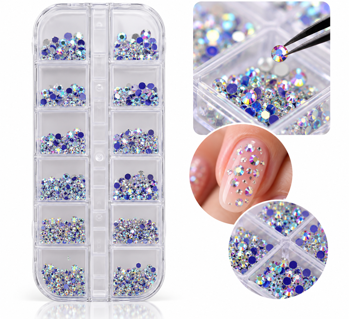 Professional Nail Art Rhinestones Crystal Nail Gem Box