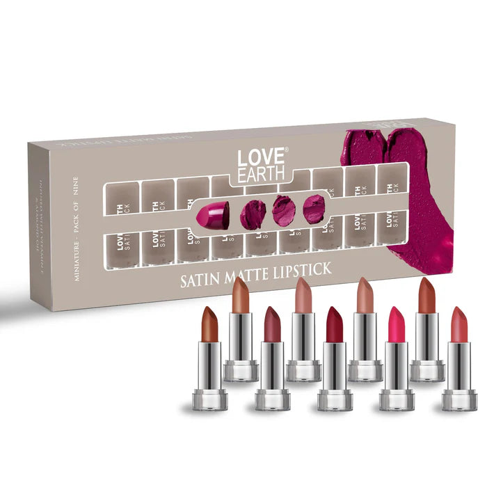LoveEarth Satin Matte Lipstick Pack Of 9 - 18G