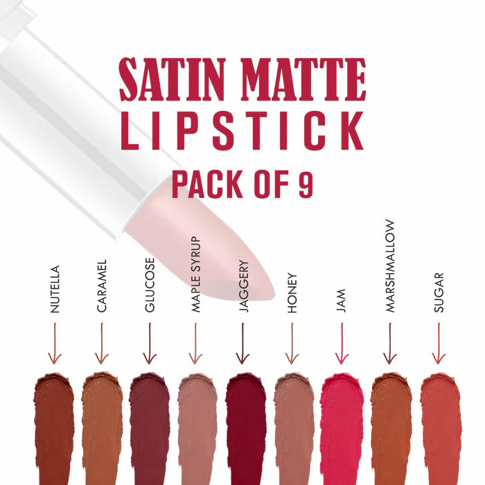 LoveEarth Satin Matte Lipstick Pack Of 9 - 18G